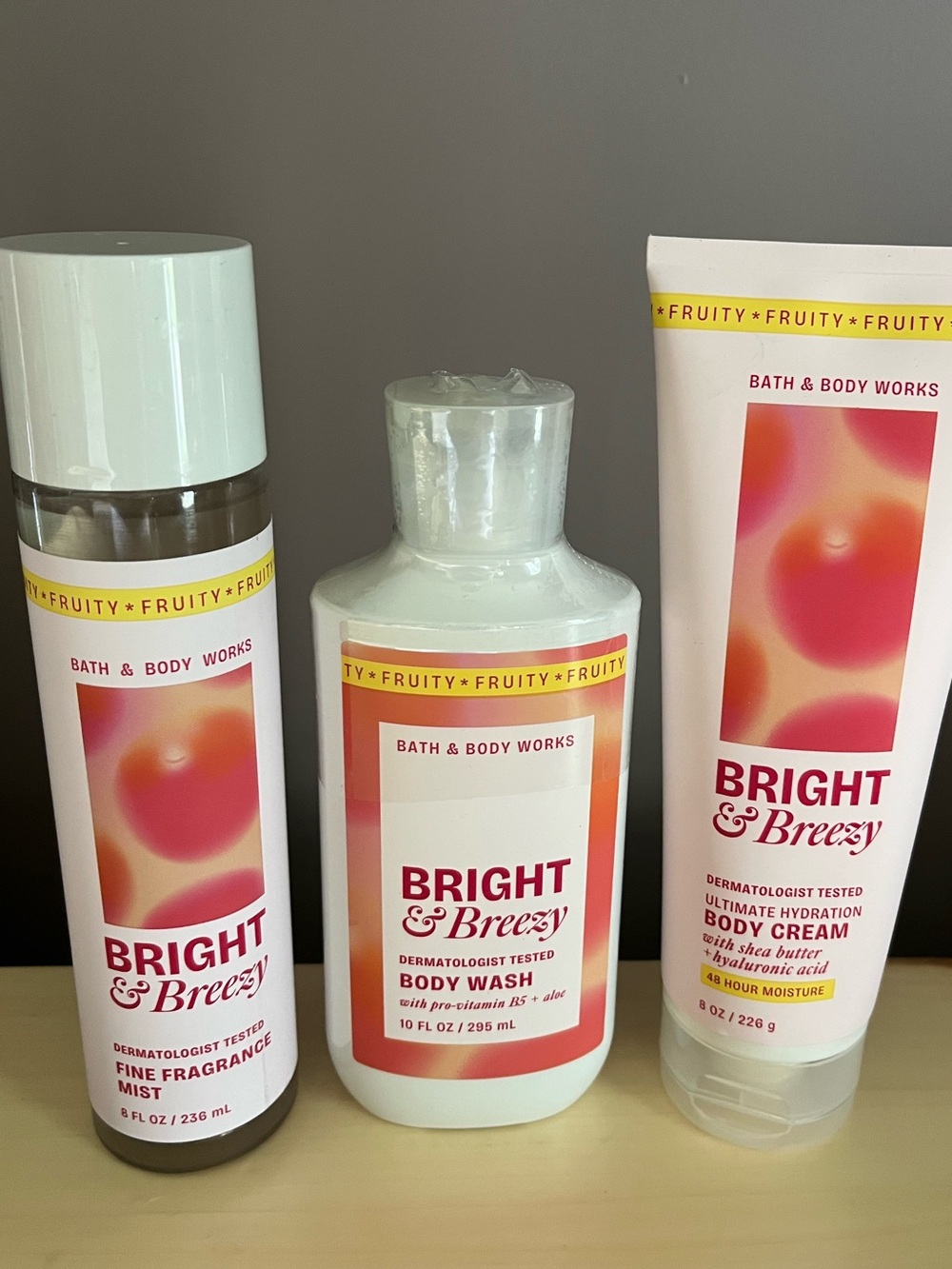 Bath & Body Works Bright & Breezy Body Wash, Fragrance Mist & Body Cream Set